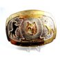 Mexican 2 Tone Horse Head In Horse Shoe Belt Buckle