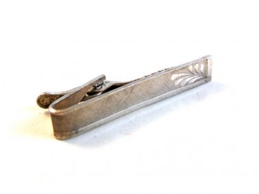Vintage 1950 - 1960's Sterling Silver Tie Clasp Signed A&Z