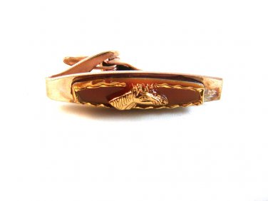 Vintage 1950's - 1960's Gold Tone Horse Head Tie Clasp