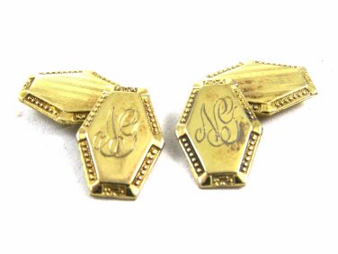 True Vintage  Deco Goldtone Initials NS Cufflinks By S & S 110714