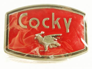 Red & Black Cock Rooster Cocky Belt Buckle Unbranded Mint In Plastic 62915