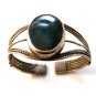 Vintage Tribal Sterling Silver Blue Green Agate Cuff Bracelet