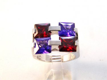 Vintage Sterling Silver Amythest Garnet Ring Sz 8