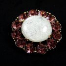 50's - 60's True Vintage Pink & Opalescent Rhinestones Brooch Unmarked 102014