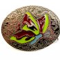 Womans / Ladies Silver Tone Butterfly Enameled Western Belt Buckle