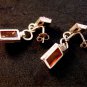 Vintage Deco Style Sterling Silver & Amber Earrings