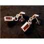 Vintage Deco Style Sterling Silver & Amber Earrings