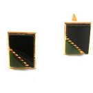 Vintage Gold Tone Green & Black Cufflinks