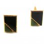 Vintage Gold Tone Green & Black Cufflinks
