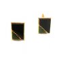 Vintage Gold Tone Green & Black Cufflinks