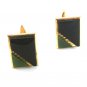 Vintage Gold Tone Green & Black Cufflinks