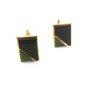Vintage Gold Tone Green & Black Cufflinks