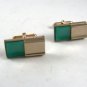 True Vintage 1950's - 70's Goldtone & Green Cufflinks Marked KRIESlER CRAFT