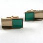 True Vintage 1950's - 70's Goldtone & Green Cufflinks Marked KRIESlER CRAFT