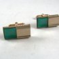 True Vintage 1950's - 70's Goldtone & Green Cufflinks Marked KRIESlER CRAFT