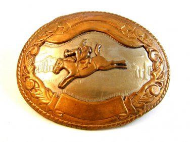 Vintage German Silver Western Rodeo Cowboy Brocho Busting Belt Buckle