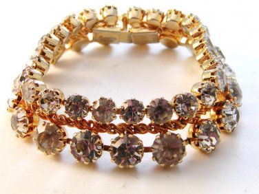 Vintage 1950S Vogue Jlry Goldtone Rhinestone Bracelet