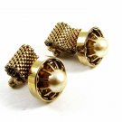 1970's Goldtone & Large Faux Pearl Wrap Around Cufflinks 72214