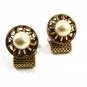 1970's Goldtone & Large Faux Pearl Wrap Around Cufflinks 72214