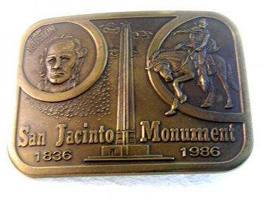 Vintage Texas San Jacinto Monument 1836 1986 Belt Buckle RJKB