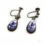 Dangley 835 Silver Blue Delft Dutch Holland WindMill Screw Back Earrings