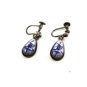 Dangley 835 Silver Blue Delft Dutch Holland WindMill Screw Back Earrings