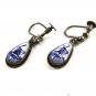 Dangley 835 Silver Blue Delft Dutch Holland WindMill Screw Back Earrings