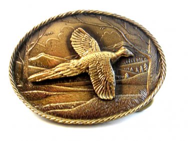 Vintage 1980 Pheasant Belt Buckle Made in U.S.A.