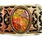 Vintage 1980's Sparkly Shiny Goldish Greenish Belt Buckle Not Marked 092314