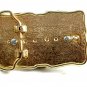 Vintage 1980's Sparkly Shiny Goldish Greenish Belt Buckle Not Marked 092314