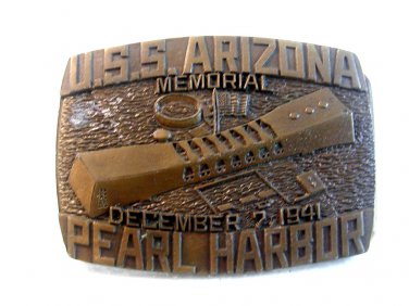 Vintage U.S.S. Arizona Memorial Pearl Harbor Belt Buckle