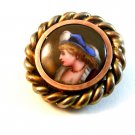 Vintage Hand Painted Portrait of a Lady Brooch Marked EIF 800