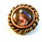 Vintage Hand Painted Portrait of a Lady Brooch Marked EIF 800