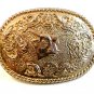 Vintage Silver Tone Western Cowboy Bull Head Belt Buckle