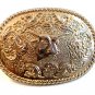 Vintage Silver Tone Western Cowboy Bull Head Belt Buckle
