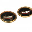 Vintage Silvertone Goldtone Black Automobile Jalopy Cufflinks Unbranded 72215