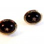 Vintage Gold Tone Red & Clear Rhinestones Cufflinks