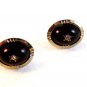 Vintage Gold Tone Red & Clear Rhinestones Cufflinks