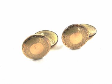 True Vintage Edwardian / Deco Goldtone Cufflinks Marked S&S 101014