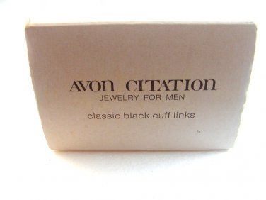 Vintage 1971 Avon Citation Classic Black Cuff Links MIB