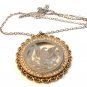 Vintage Silver Tone Cut Out American Eagle Coin Pendant & 24" Chain
