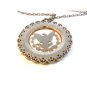 Vintage Silver Tone Cut Out American Eagle Coin Pendant & 24" Chain