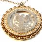 Vintage Silver Tone Cut Out American Eagle Coin Pendant & 24" Chain