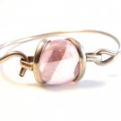 Vintage Handmade Sterling Silver & Pink Stone / Glass ? Bracelet