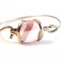 Vintage Handmade Sterling Silver & Pink Stone / Glass ? Bracelet