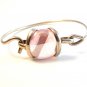 Vintage Handmade Sterling Silver & Pink Stone / Glass ? Bracelet