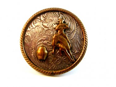 Vintage German Silver 2 Tone Barrel Racing Belt Buckle