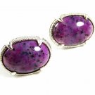 1970' - 1980's True Vintage Silvertone Purple Cufflinks By SWANK 102414