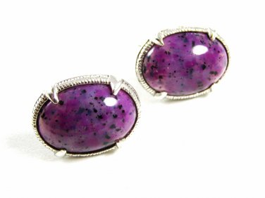 1970' - 1980's True Vintage Silvertone Purple Cufflinks By SWANK 102414