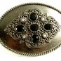 Ladies Clear & Black Rhinestones Belt Buckle Unmarked 092214